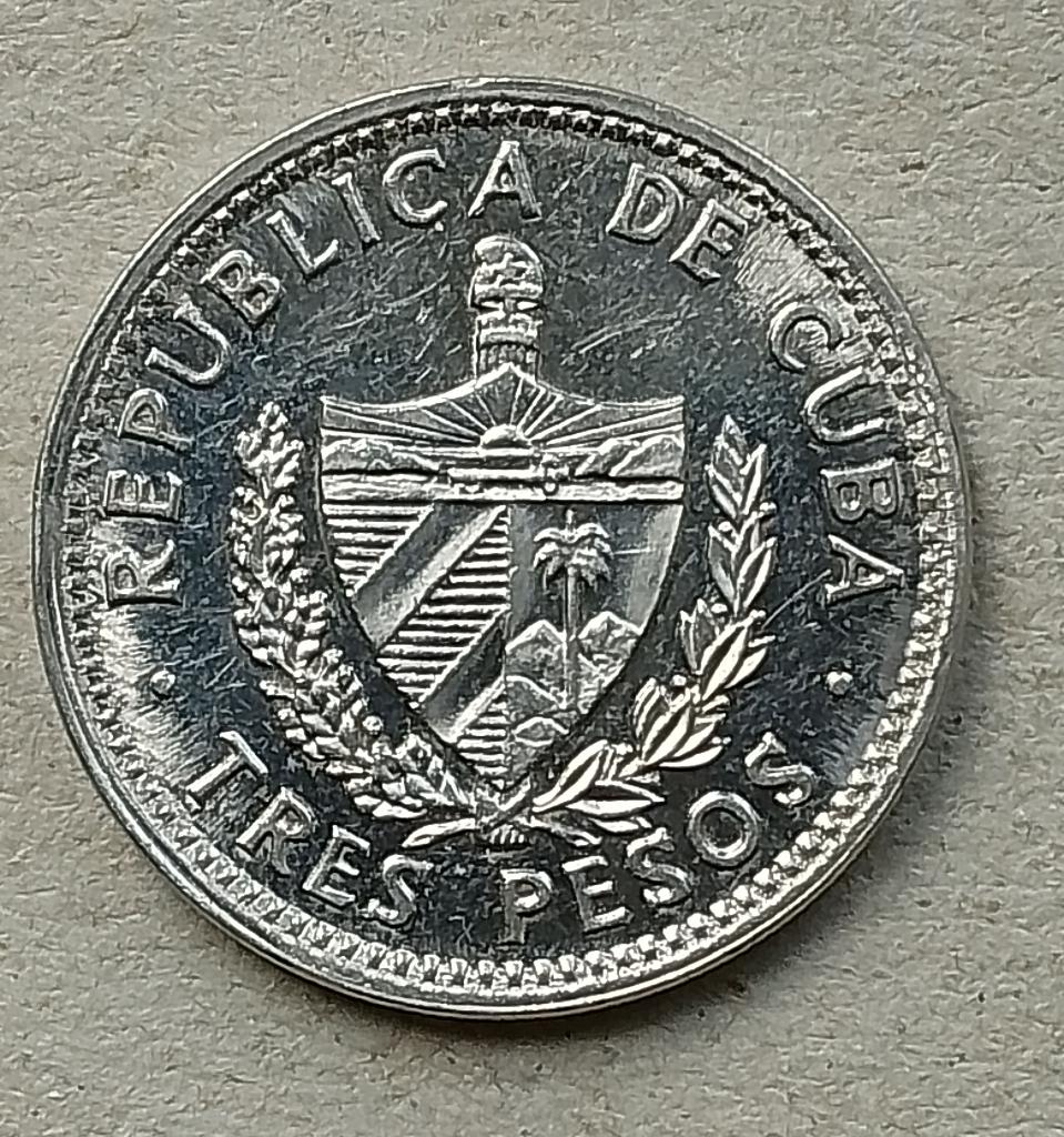 Cuba, 3 pesos 1992, Ophalen of Verzenden, Midden-Amerika, Losse munt