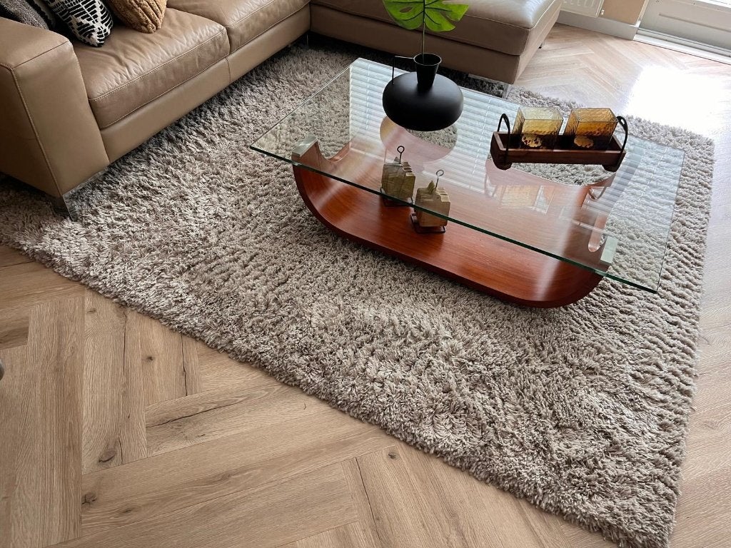Zacht beige/zandkleuring vloerkleed, Huis en Inrichting, Stoffering | Tapijten en Kleden, Ophalen, Beige, 150 tot 200 cm, 200 cm of meer