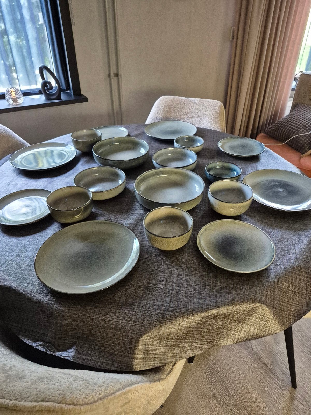 Salt&pepper Meridian 18 delig servies blauw/groen, Ophalen, Zo goed als nieuw, Overige stijlen, Schaal of Schalen
