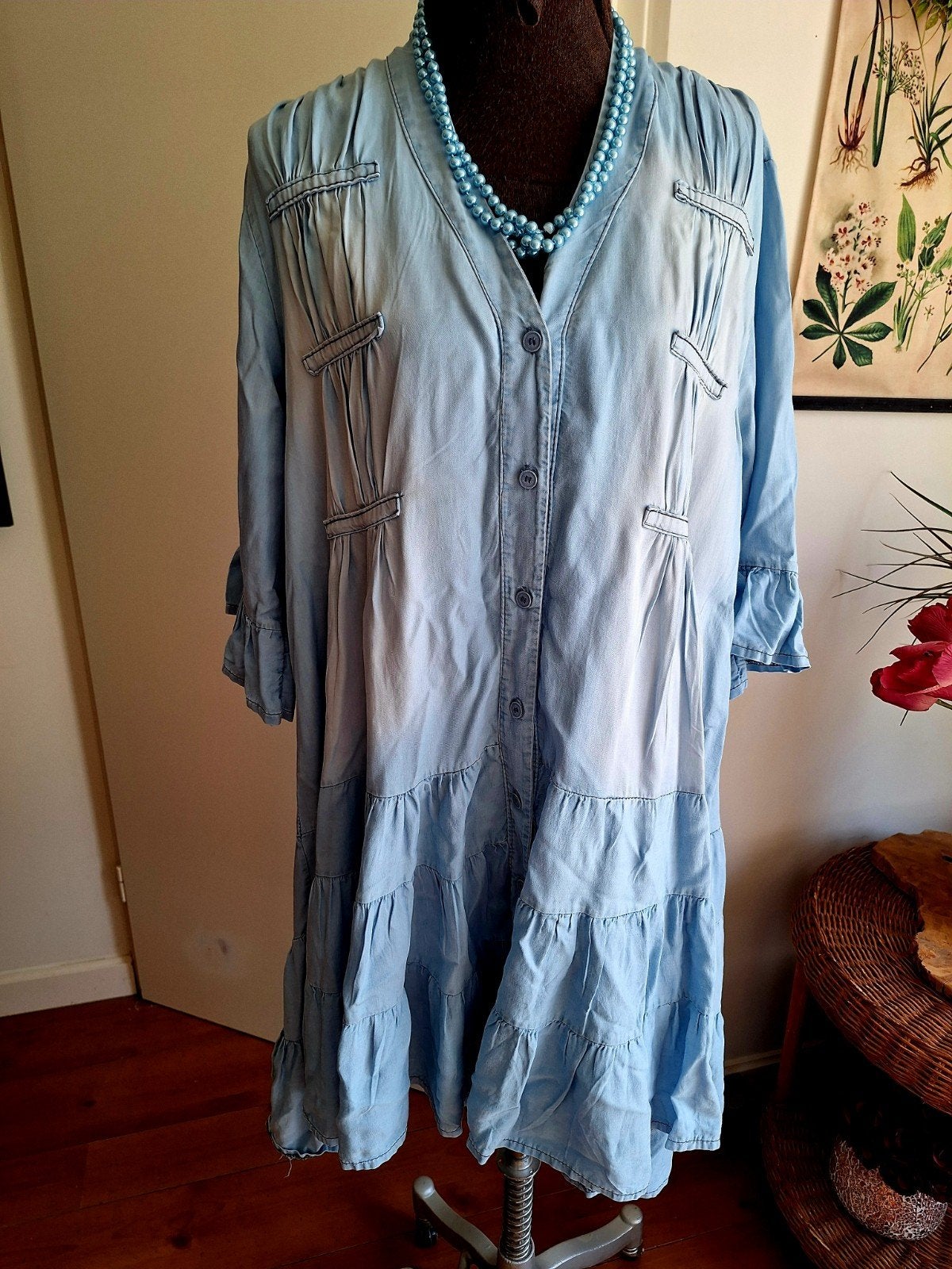 Spijkerjurk jurk xl xxl 44 46 48, Blauw, Maat 46/48 (XL) of groter, Ophalen of Verzenden, Zo goed als nieuw