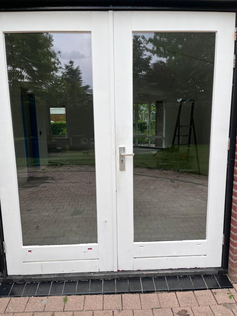 Witte openslaande tuindeuren 189x211 (b x h), Ophalen, Gebruikt, 120 cm of meer, Buitendeur