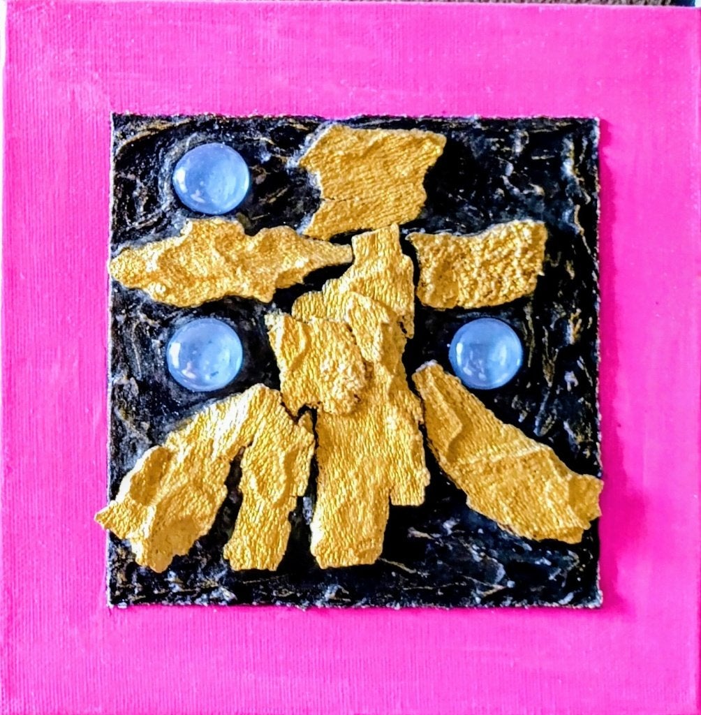 Uniek abstract schilderij met 3D-effect en goudaccenten, Antiek en Kunst, Abstract, Gelimiteerde oplage, Ophalen of Verzenden