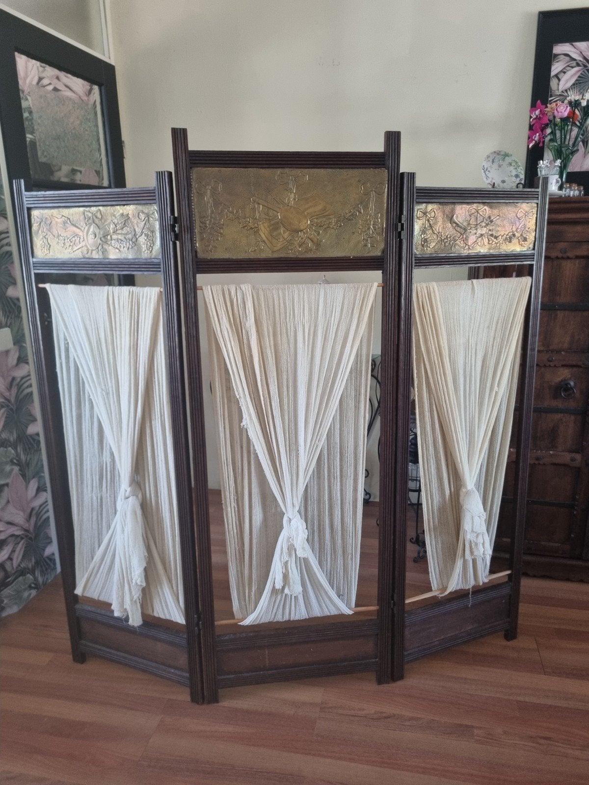 Antiek kamerscherm ruim 100 jaar oud, vroege Art Nouveau 190, Ophalen, Gebruikt
