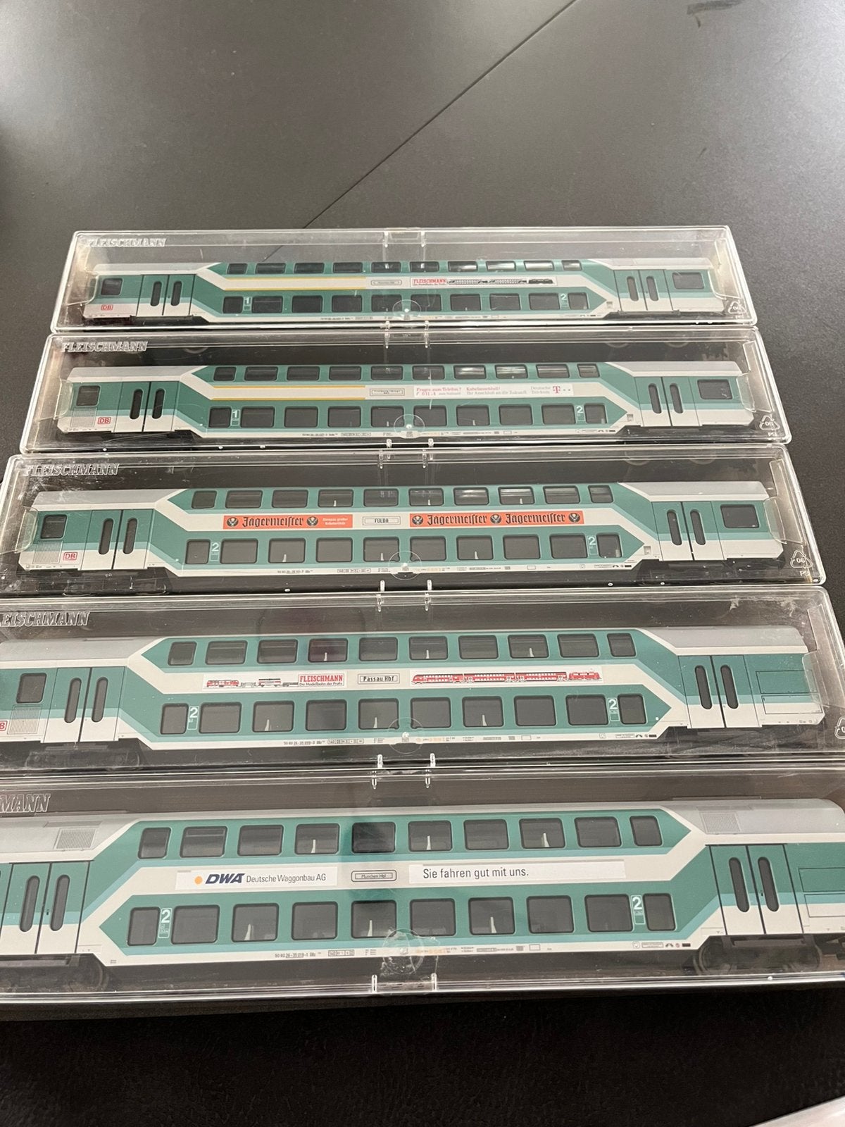 5x Fleischmann dubbeldeks rijtuigen HO spoor, Gelijkstroom, Fleischmann, Wagon, Ophalen of Verzenden