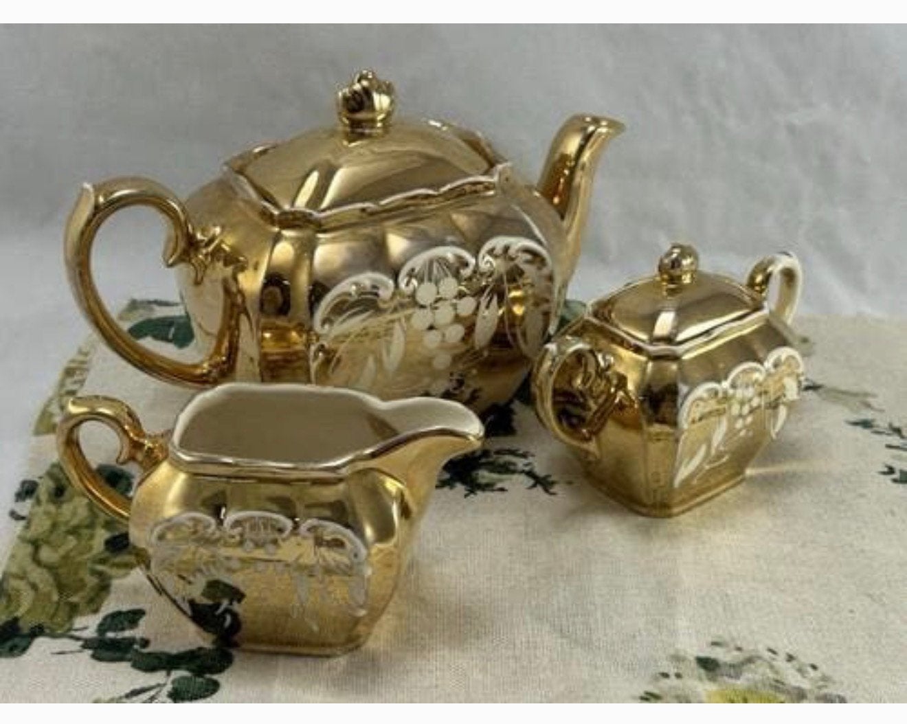 Sadler Gold Lustre 3 delige thee-set 1950 Zeldzaam + theepot, Antiek en Kunst, Ophalen of Verzenden