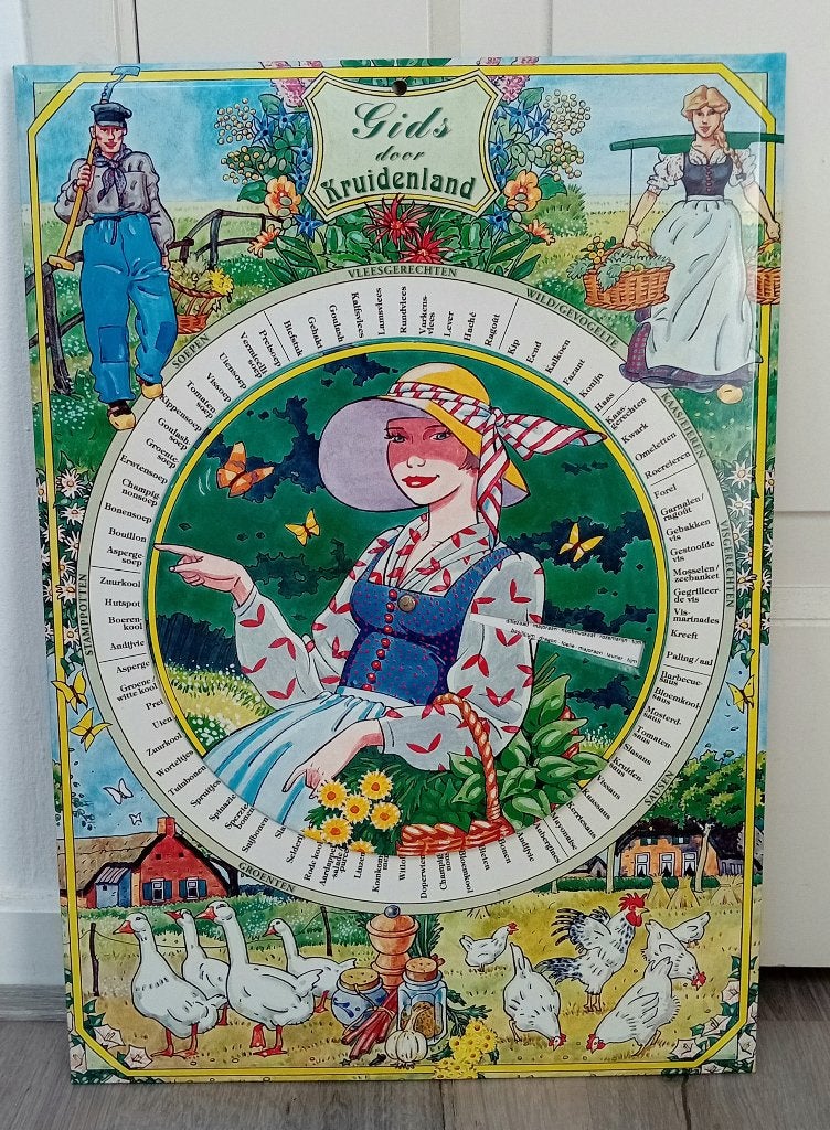 vintage metalen bord ""gids door kruidenland", Antiek en Kunst, Ophalen of Verzenden