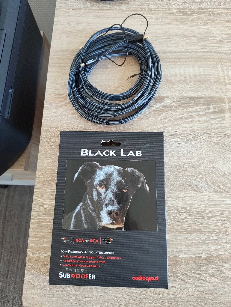 AudioQuest Black Lab subwooferkabel (nieuw, 5 meter), Ophalen of Verzenden, Nieuw, 5 tot 10 meter, Overige kabels