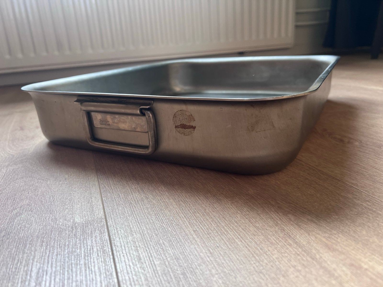 Grote Fissler RVS braadslede met handvatten 42,5x36,5x7,5cm, Ophalen, Zilver, Metaal, Overige typen
