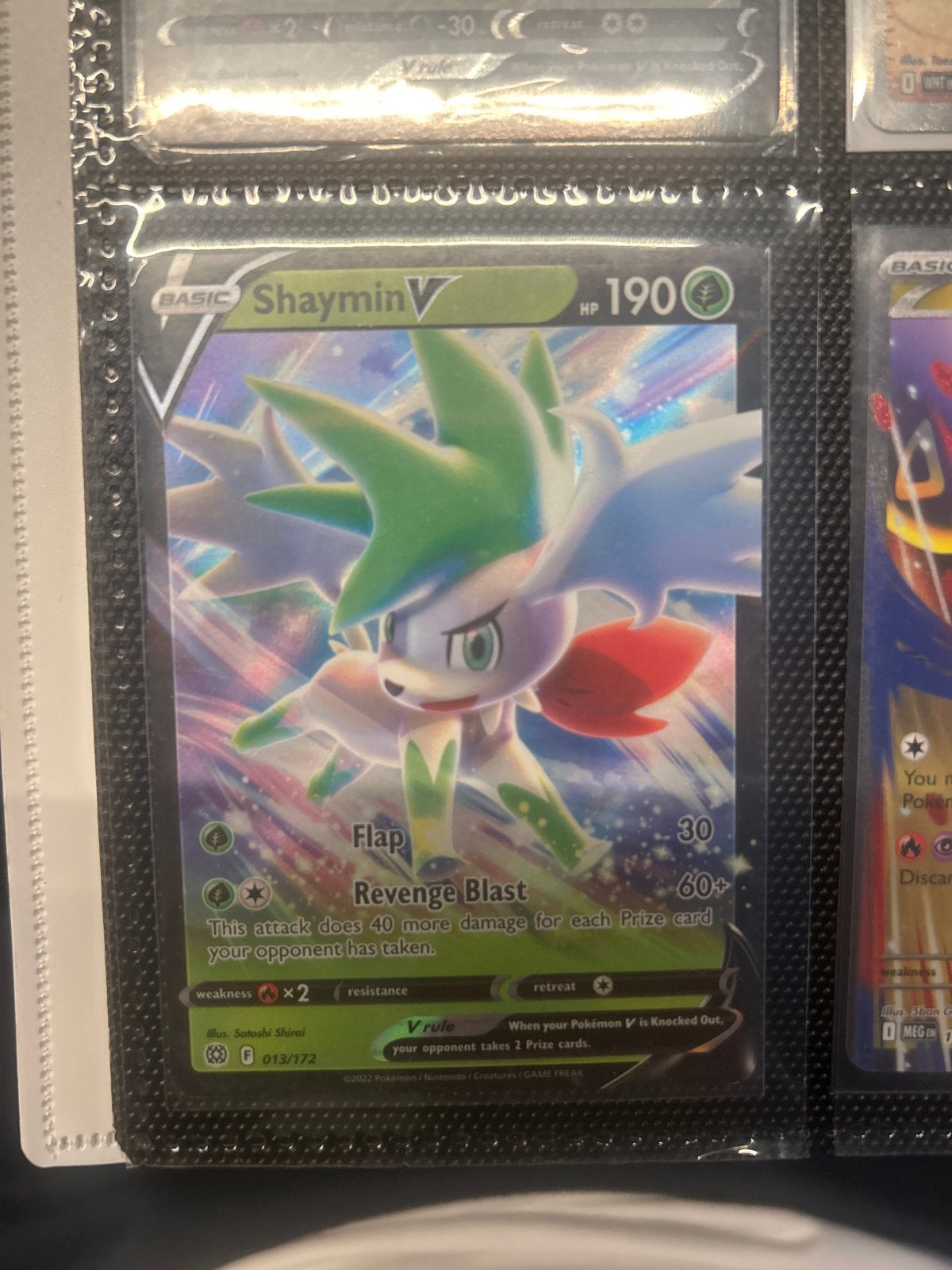 Pokémon Shaymin V 013/172 - Brilliant Stars, Ophalen of Verzenden, Zo goed als nieuw, Losse kaart
