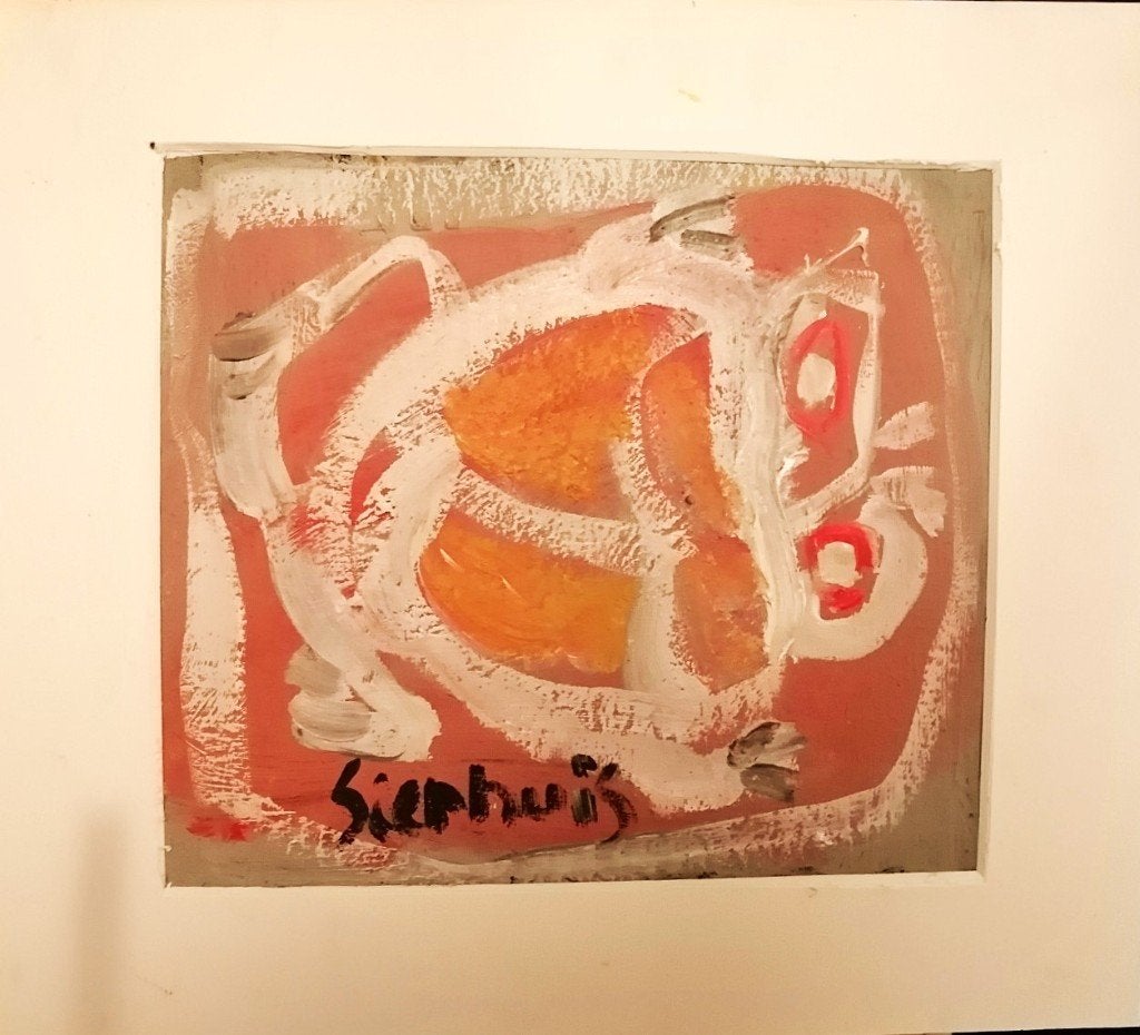 Jan Sierhuis abstract olie op doek, Verzenden