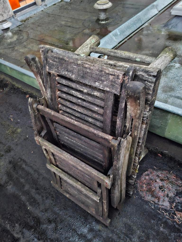 GRATIS Oude houten tuinmeubels / brandhout, Ophalen, Gebruikt, Hout, Inklapbaar