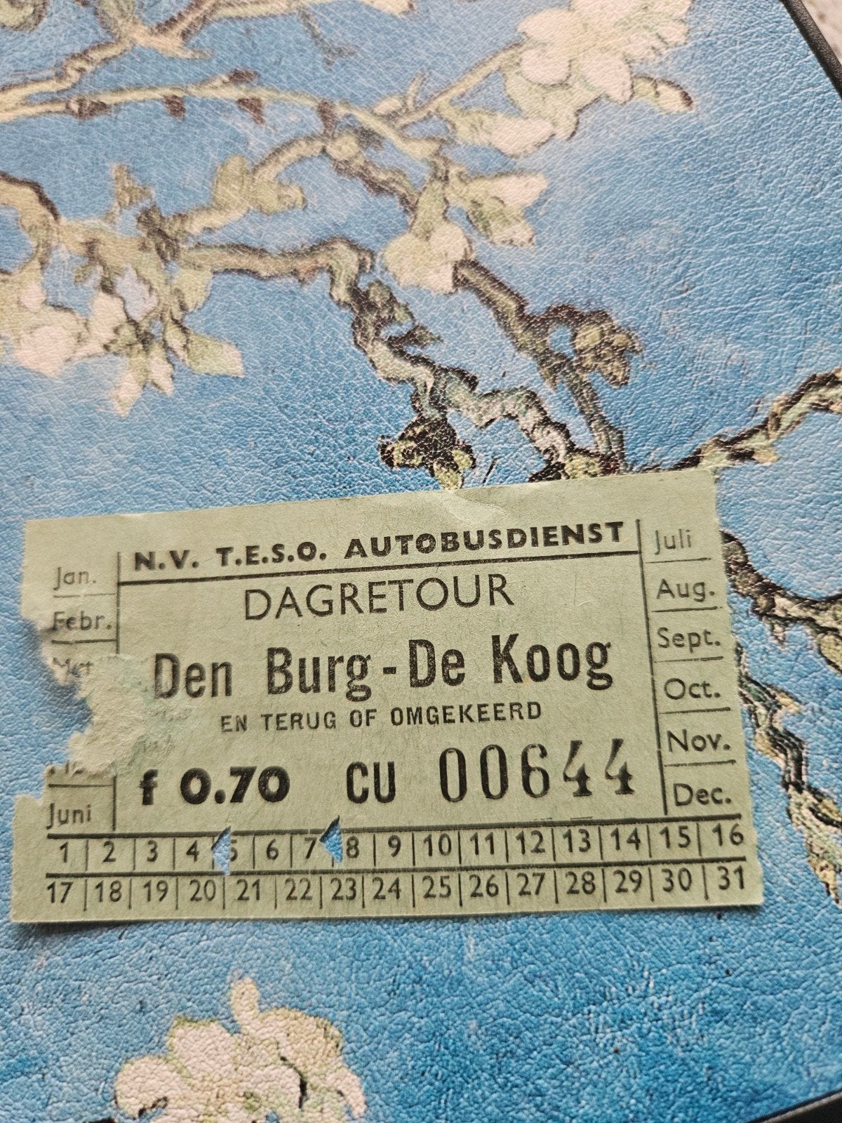 buskaartje N.V. T.E.S.O. Dagretour Den Burg-De Koog, Ophalen of Verzenden, Gebruikt