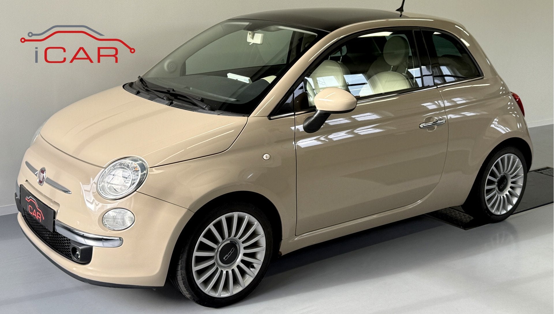 Fiat 500 1.2 Cult-Vol Leder-Panorama-Carplay Cappuccino, Auto's, Gebruikt, 1242 cc, 4 cilinders, 840 kg