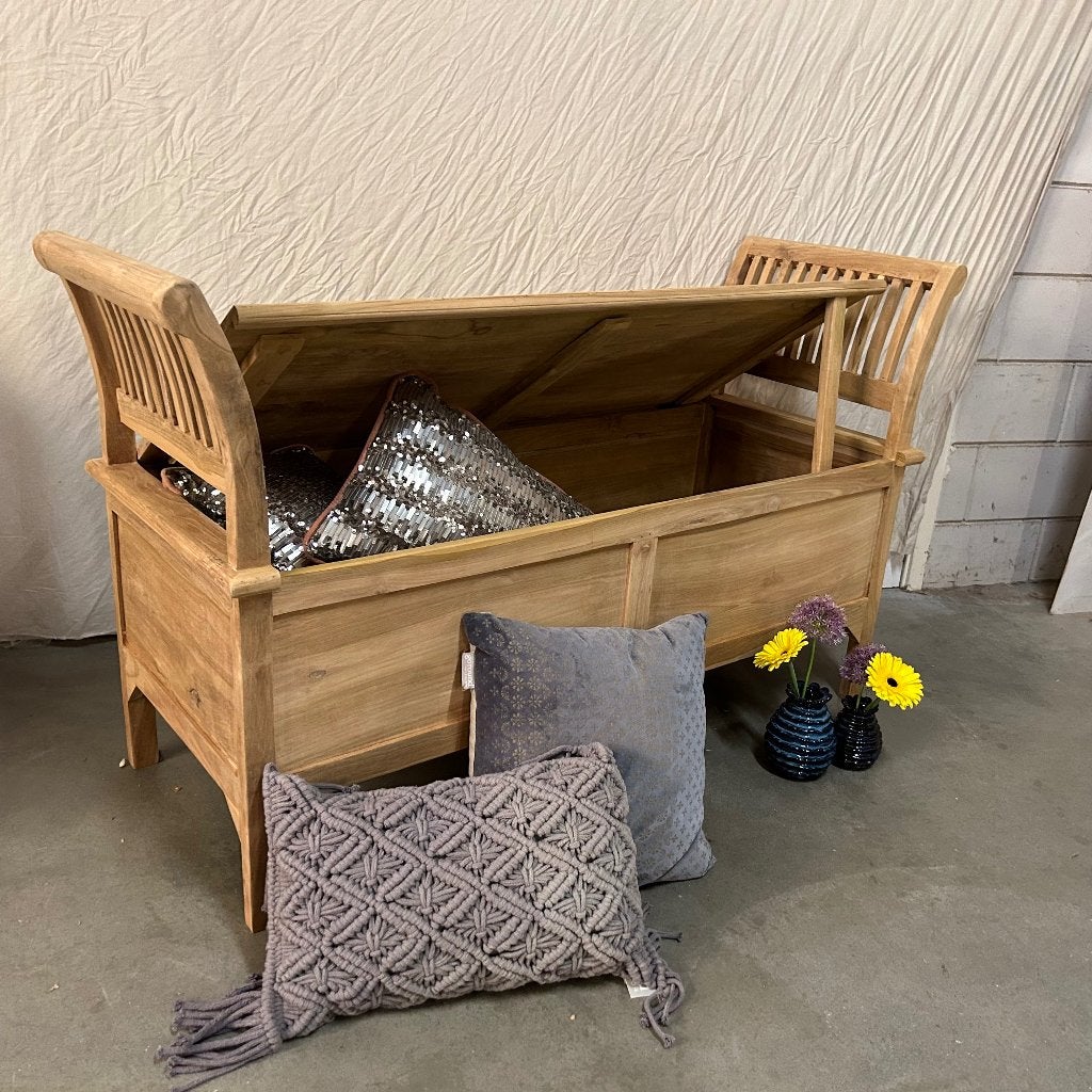 opbergkist - bankje met klep - teakhout - Gratis bezorgd, 100 tot 150 cm, Taag 63, 2491 CS, Den Haag (Forepark), Teakhout, Nieuw