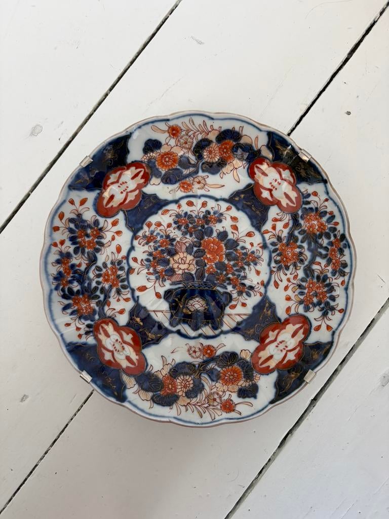 Antiek wandbord rood blauw, Antiek en Kunst, Ophalen