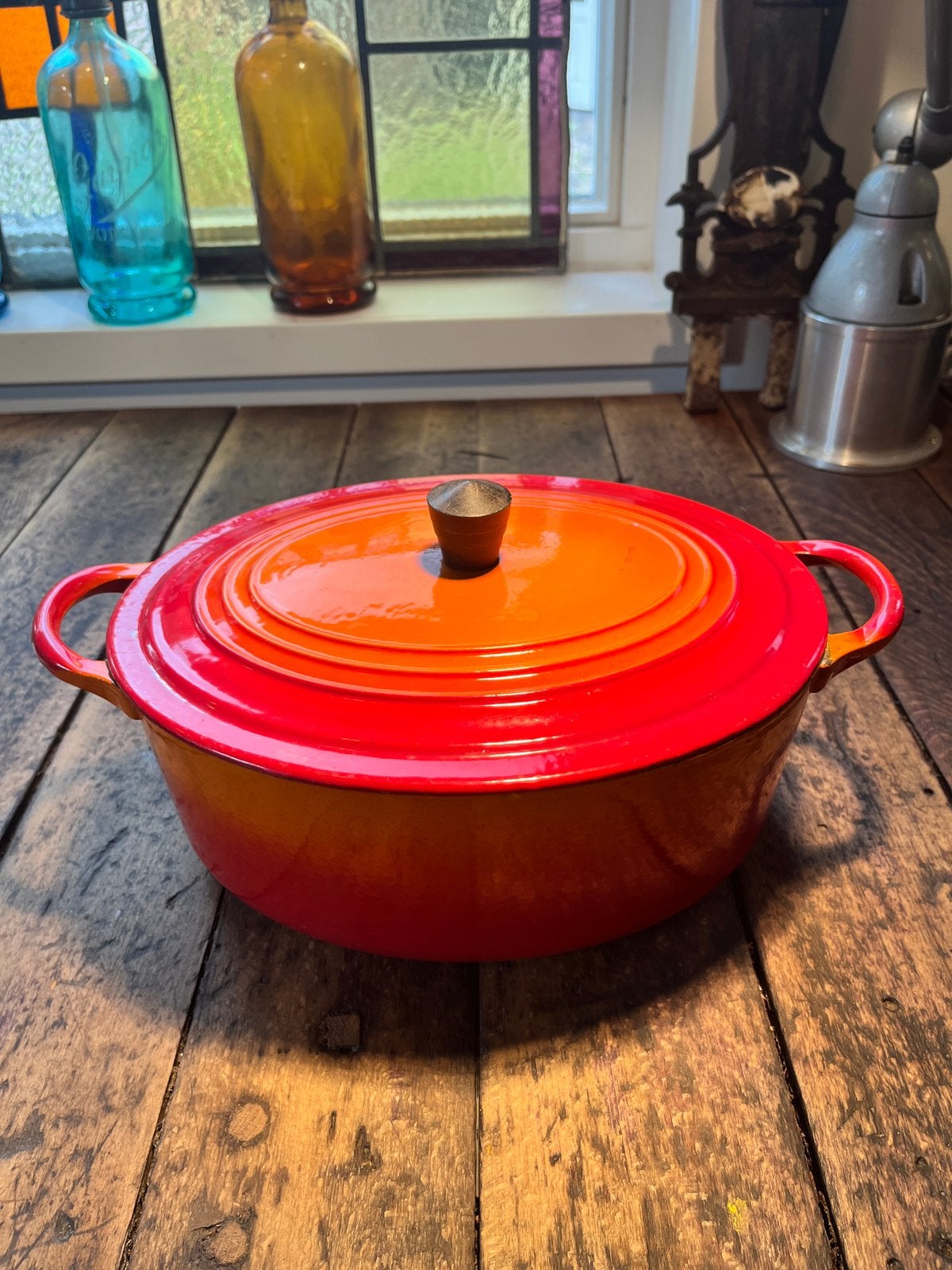 Le Creuset ovale pan 25x20x10cm, Ophalen of Verzenden, Zo goed als nieuw, Gietijzer