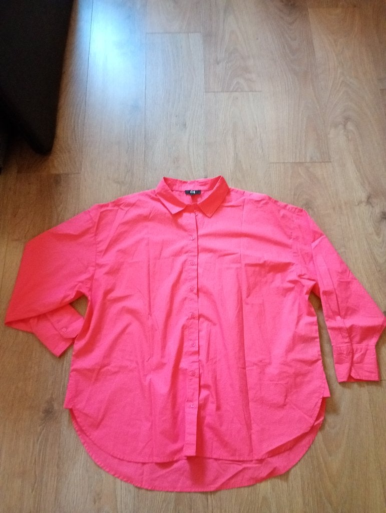 Mooie koraal rode blouse mt 44, Maat 42/44 (L), Ophalen of Verzenden, Zo goed als nieuw, Roze