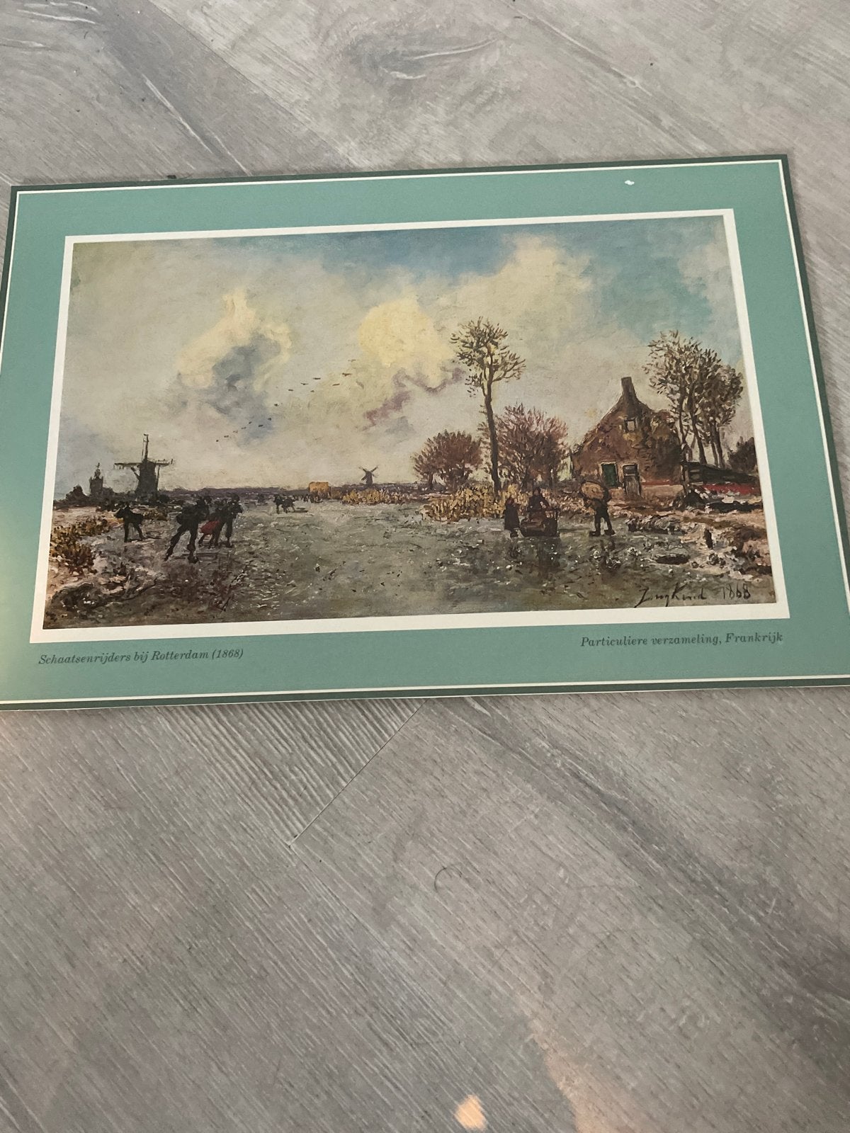 Schaatsenrijders bij Rotterdam (1868) - Winterlandschap, Antiek en Kunst, Ophalen of Verzenden, Landschap, Klassiek, Print