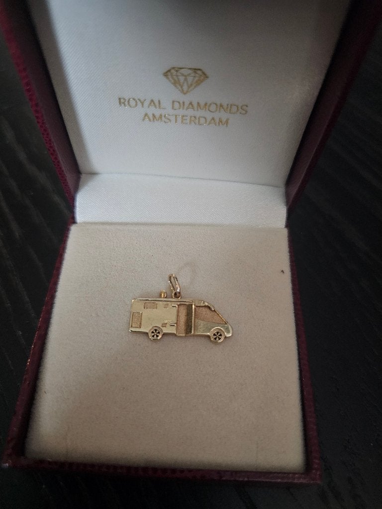Gouden camper hanger 14 k bod vanaf €350, Ophalen, Overige voorstellingen, Zo goed als nieuw, Goud