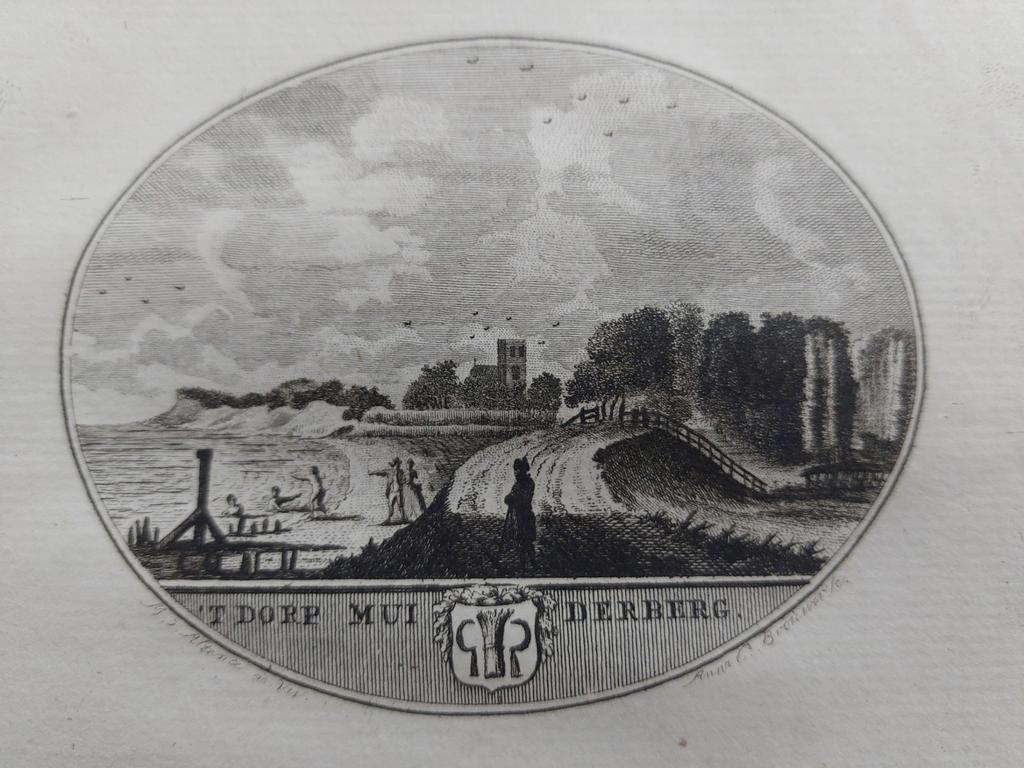 63 / Muiderberg - Gravure uit 1793 door Oleffen & Bakker, Antiek en Kunst, Kunst | Etsen en Gravures, Ophalen of Verzenden