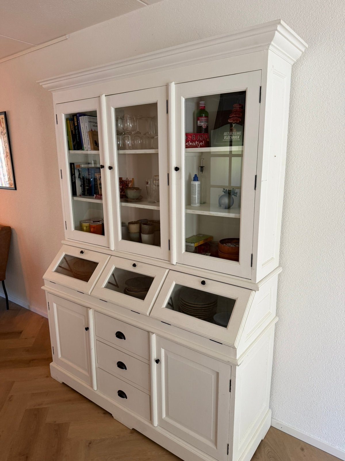 Grutterskast / Buffetkast Wit, 2-delig, Huis en Inrichting, Ophalen, Gebruikt, 200 cm of meer, 150 tot 200 cm