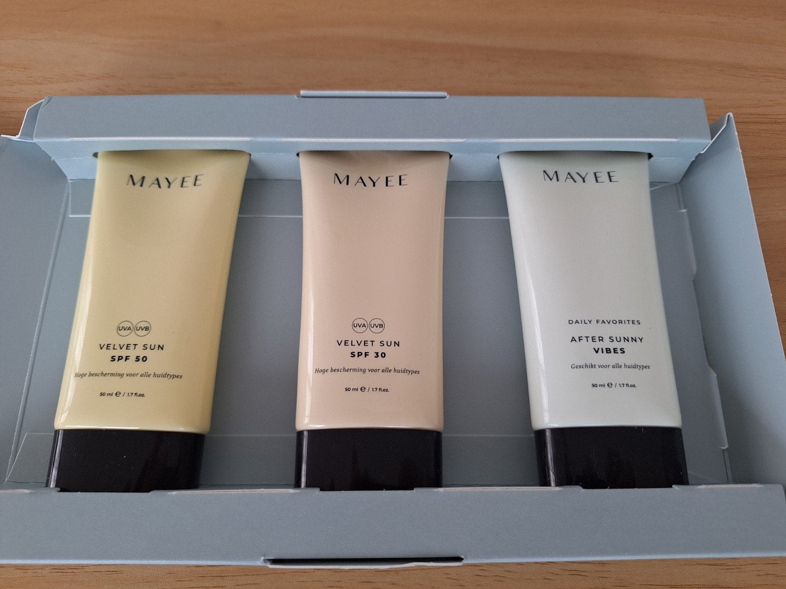 Mayee Skincare Suncare Giftset - Nieuw, Ophalen of Verzenden, Nieuw, Gehele gezicht, Verzorging
