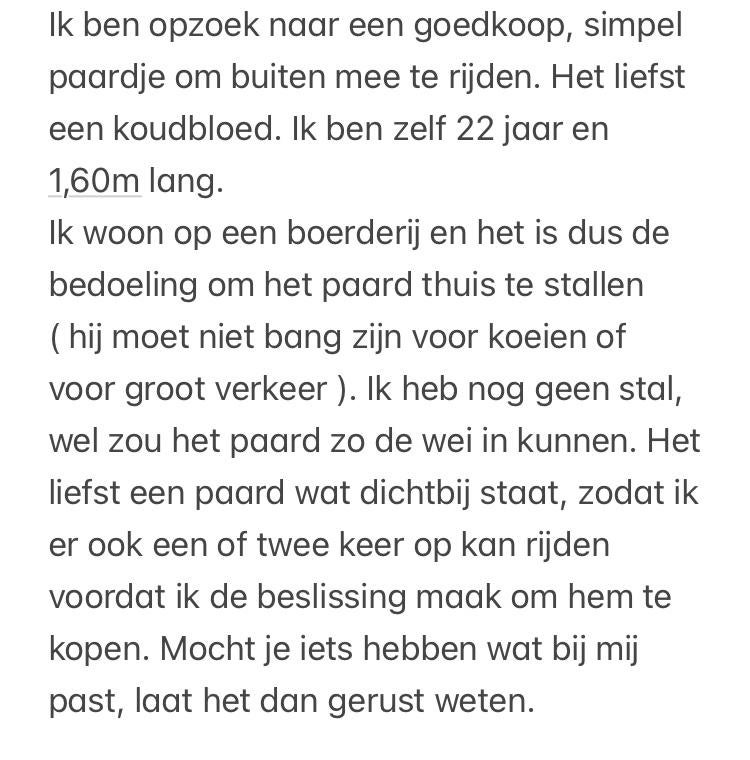 Gezocht: paard, Dieren en Toebehoren, Stalling en Weidegang
