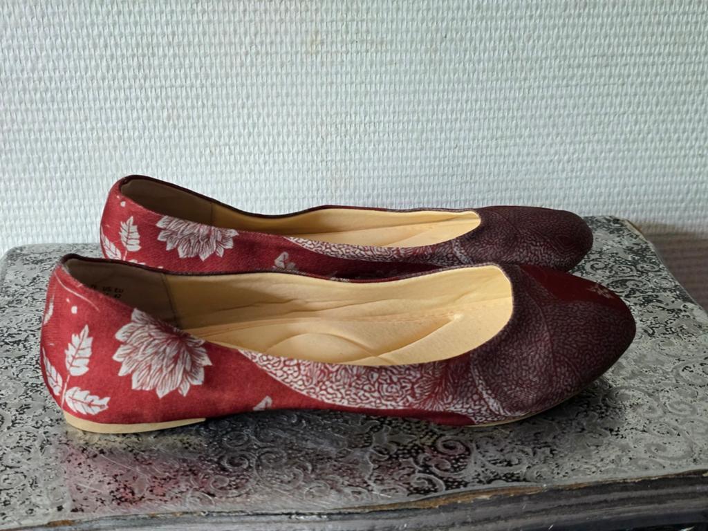 AKSKATE dames Ballerina's Rood met Bloemenprint Maat 42, Nieuw, AKSKATE, Rood, Ballerina's