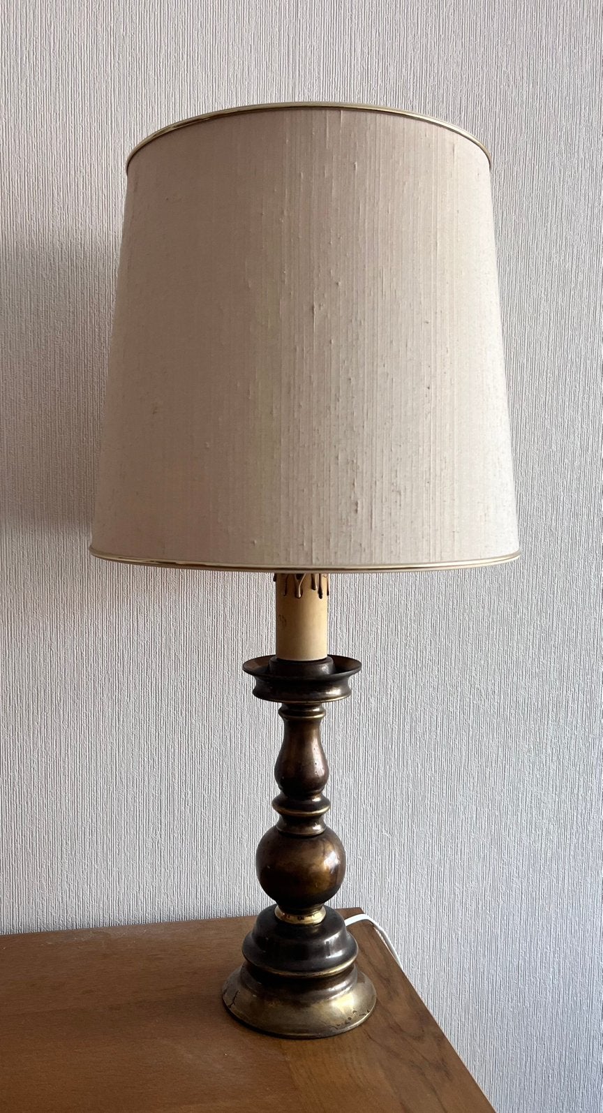 Bronzen antieke lamp met kap, Ophalen of Verzenden, Zo goed als nieuw, Minder dan 50 cm