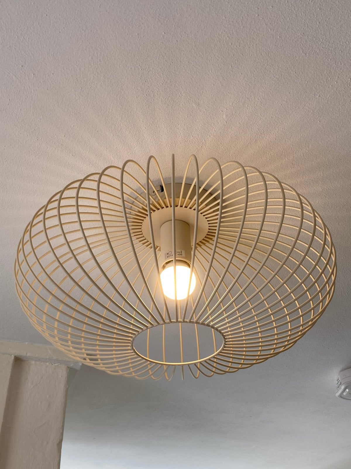 Plafondlamp metaal creme (nieuw), Ophalen, Beige, E27 (groot), Plafondlamp