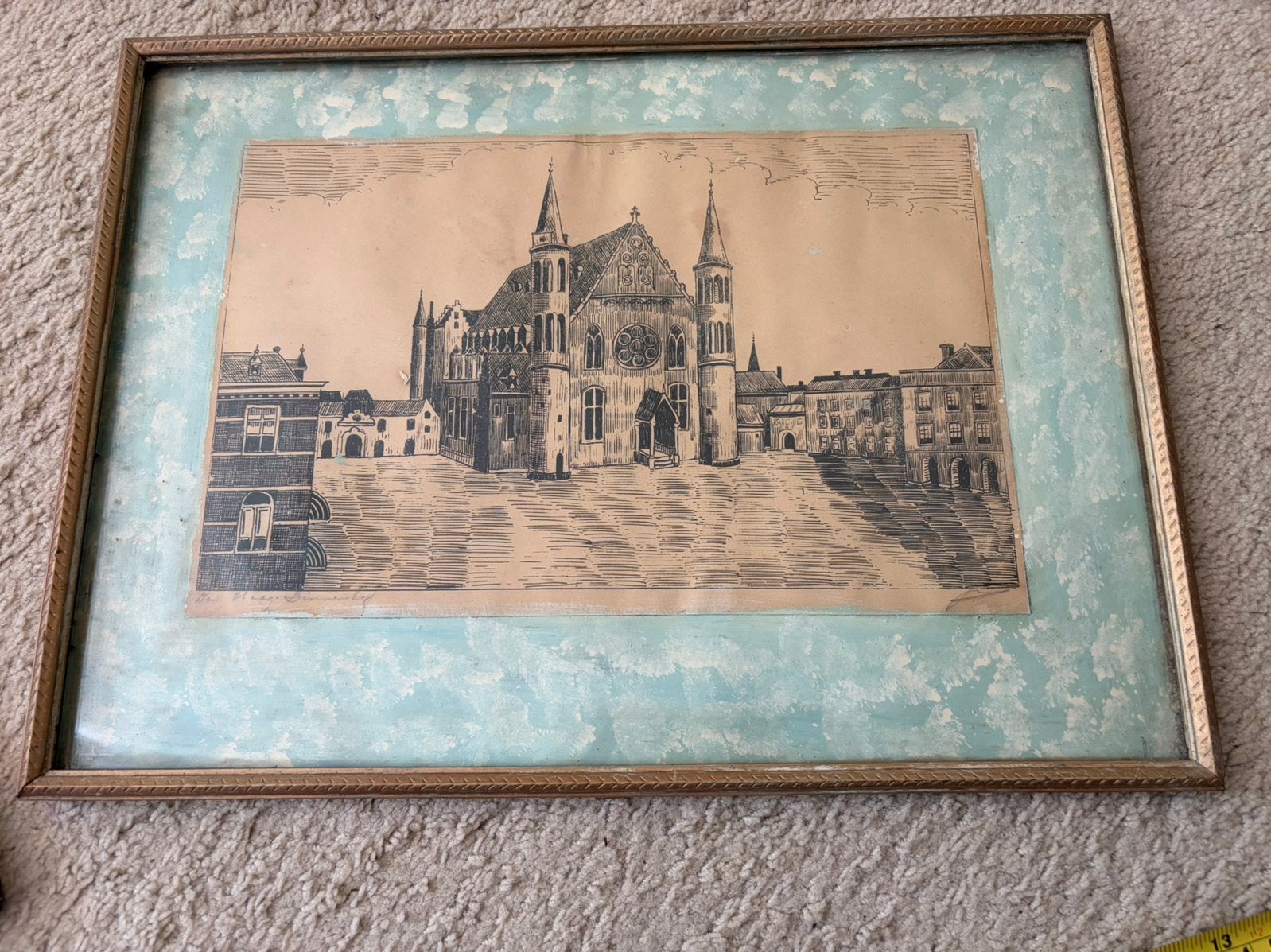 Oude gravure van de Sint-Janskathedraal, Den Bosch, Ophalen, Ingelijst, Stadsgezicht, Gravure