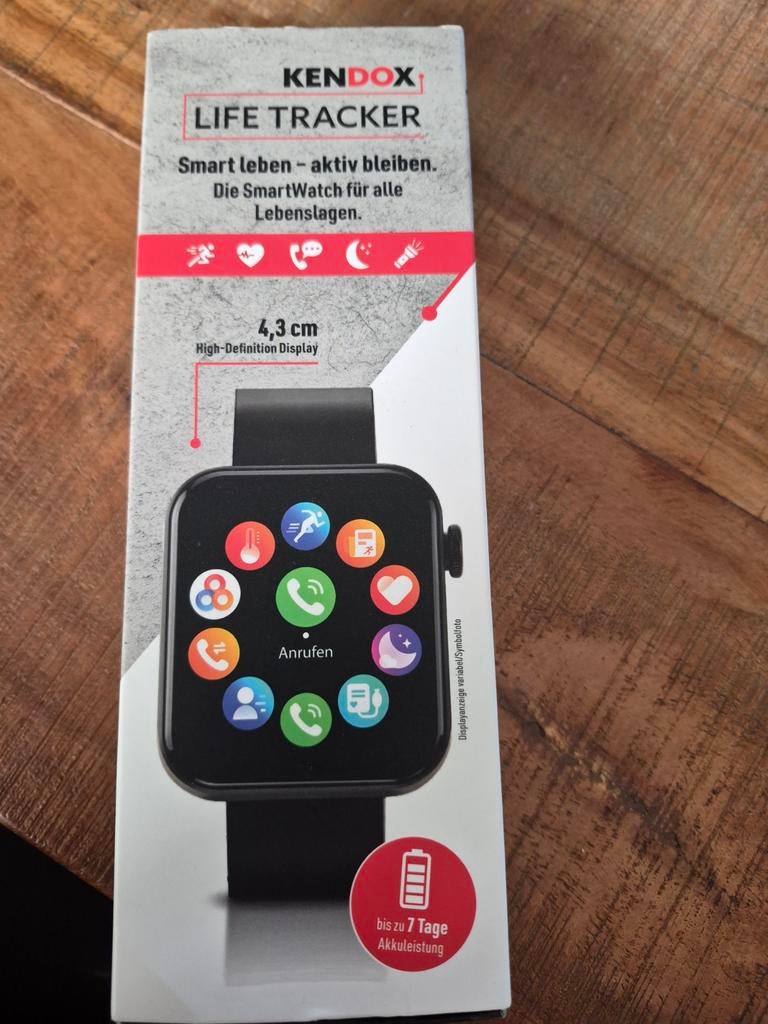 KENDOX LIFE TRACKER Smartwatch - Nieuw in doos, Ophalen, Zwart, Nieuw, Waterdicht