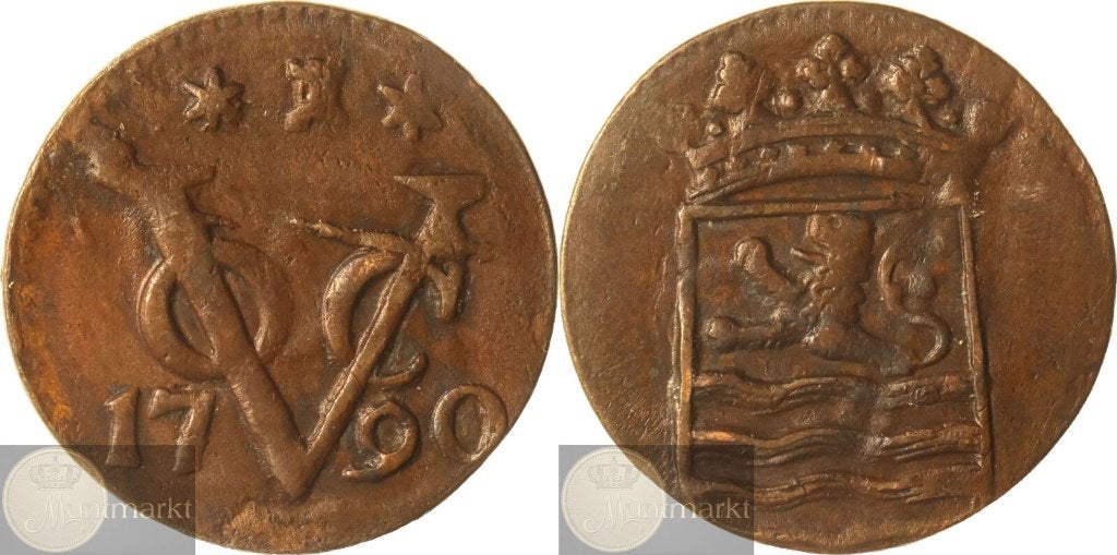 V.O.C. - Zeeland - Duit 1790 - Middelburg, Postzegels en Munten, Ophalen of Verzenden, Vóór koninkrijk, Overige waardes, Losse munt