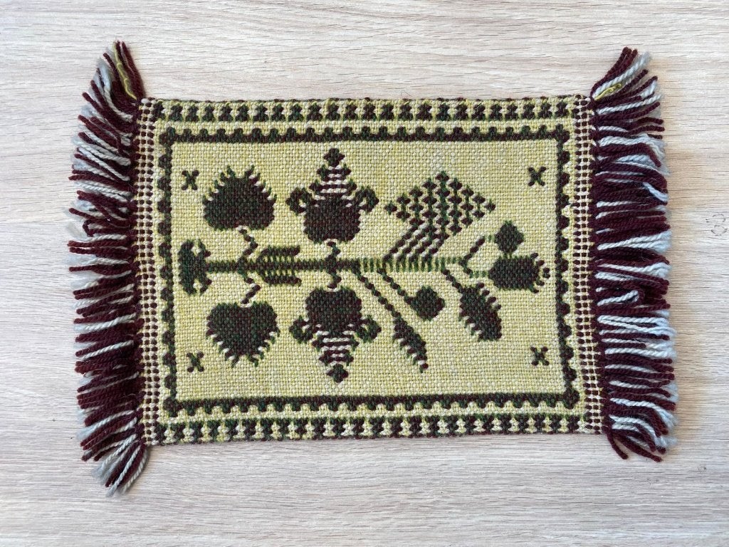 Vintage handgeweven tafelloper / sierkleedje 28x20 cm, Ophalen, Rechthoekig