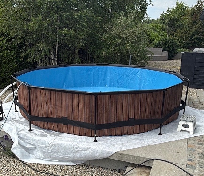 Zwembad met houtlook en overkapping, Ophalen, Gebruikt, 200 tot 300 cm, 80 tot 120 cm