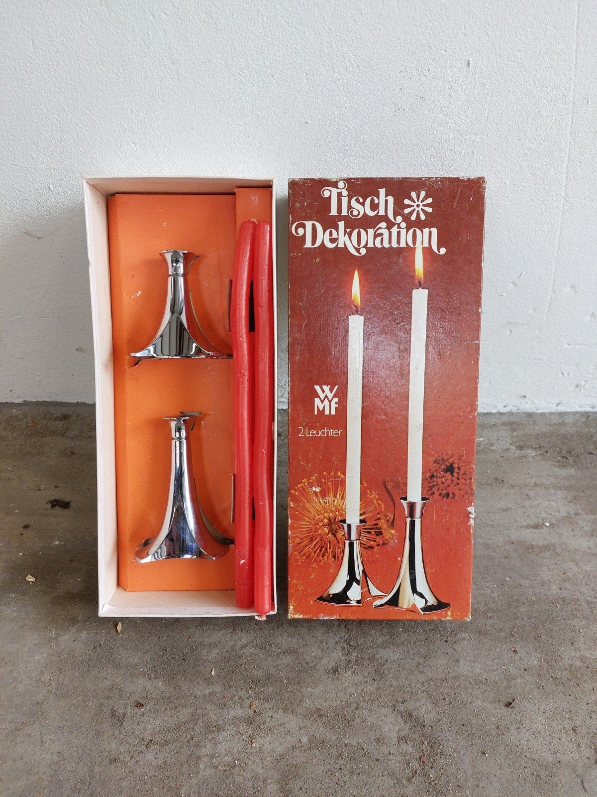 Set vintage WMF kandelaars incl. originele verpakking, Overige materialen, WMF, Onbekend, Ophalen of Verzenden