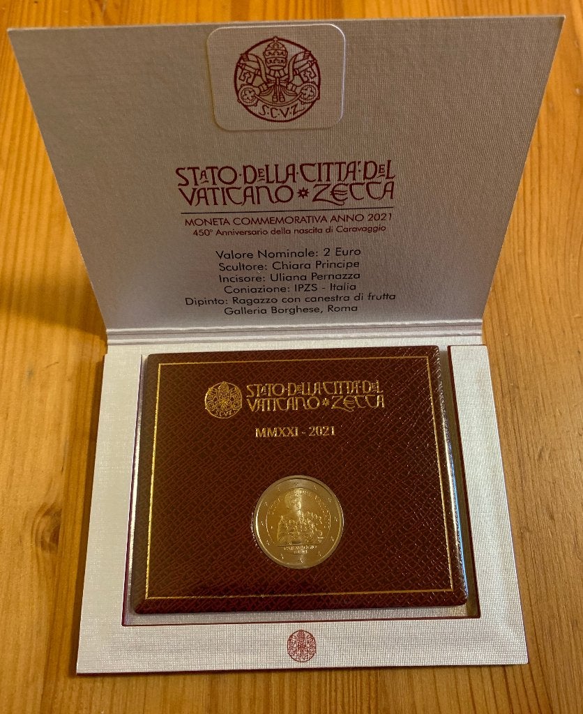 2 Euro Vaticaanstad 2021 BU in blister (Caravaggio), Verzenden, Vaticaanstad, 2 euro, Losse munt