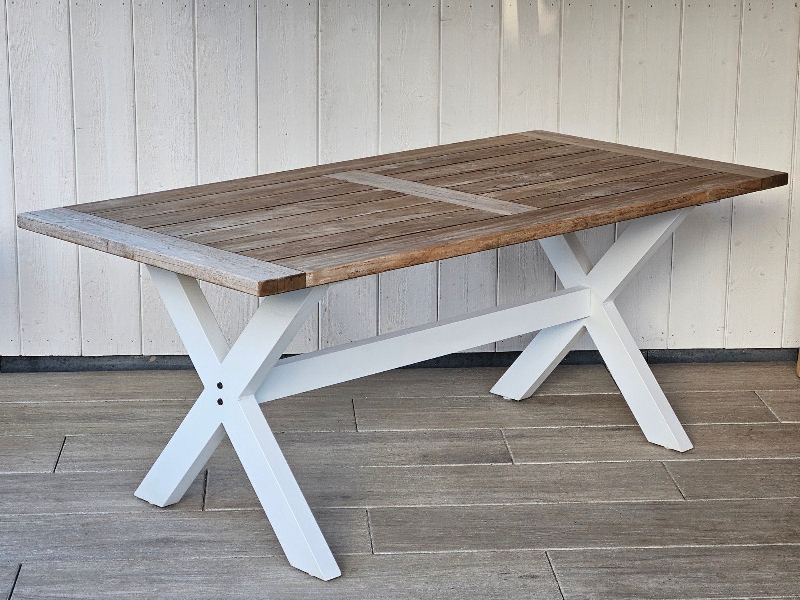 Beach7 Moonlight tuintafel - aluminium / teak - 180x90cm, Ophalen, Gebruikt, Rechthoekig, Teakhout