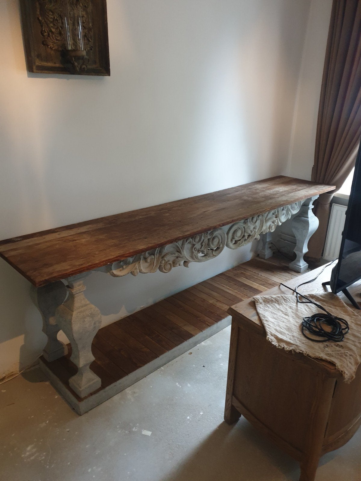 Sidetable, gepatineerd en blad is van hout, Ophalen of Verzenden, Zo goed als nieuw, 25 tot 50 cm