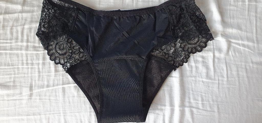 Menstruatie Slip XL met bloemkant 2x, Ophalen of Verzenden, Zwart, Slip