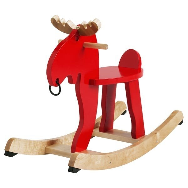 Rode houten eland schommelpaard voor kinderen, Ophalen, Gebruikt, Jongen of Meisje