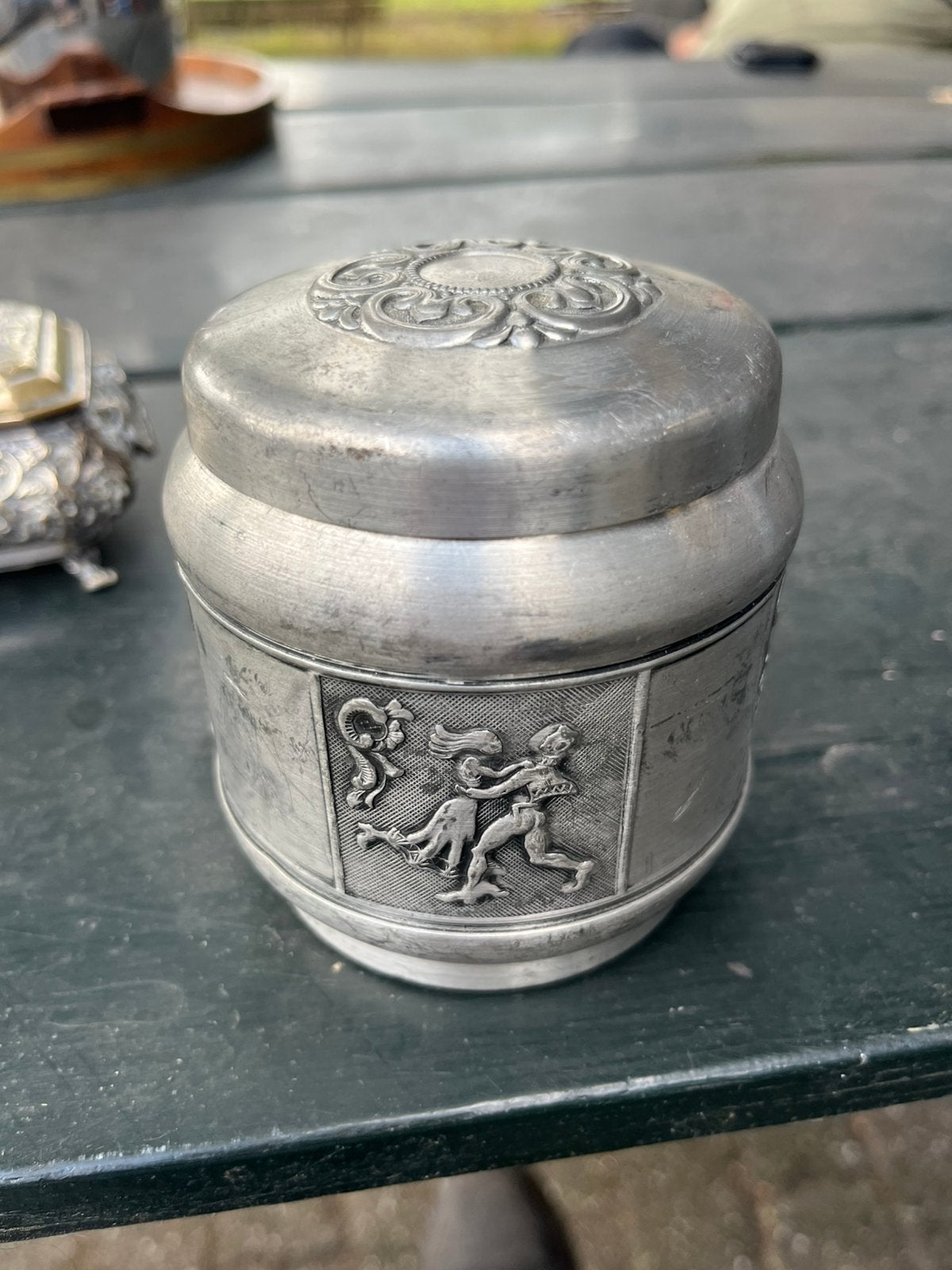 tinnen blik met houten binnenkant uit Noorwegen, Ophalen of Verzenden