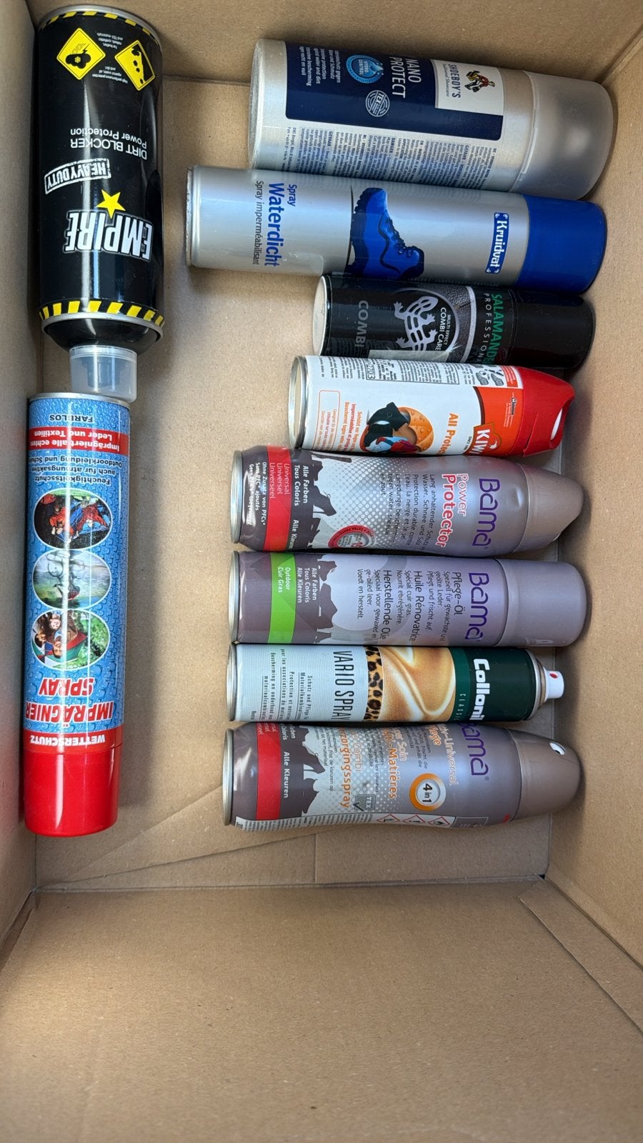 Grote collectie schoenverzorgingssprays, Ophalen of Verzenden, Zo goed als nieuw