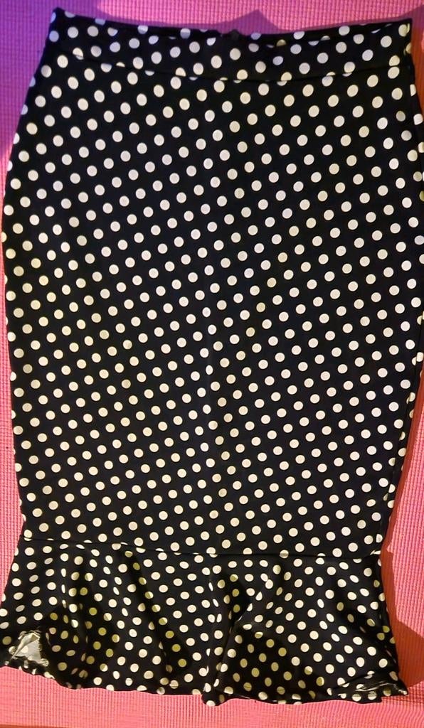 Vintage polkadot zwart-wit meermaid rok maat L Belsira, Kleding | Dames, Rokken, Belsira, Maat 42/44 (L), Ophalen of Verzenden