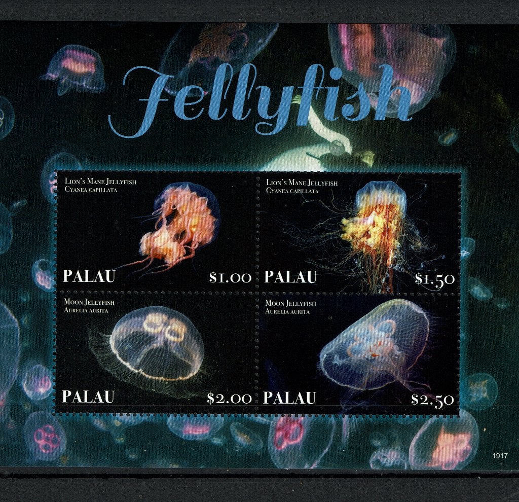 PALAU 2019 PF BLOK KWALLEN JELLYFISH ZEELEVEN, Ophalen of Verzenden, Postfris, Dier of Natuur