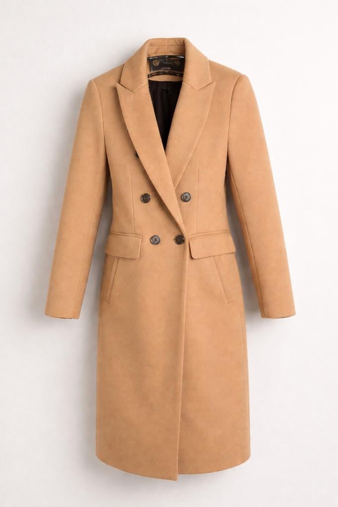Amisu camelkleurige wollen mantel maat S, Beige, Ophalen of Verzenden, Zo goed als nieuw, Maat 36 (S)
