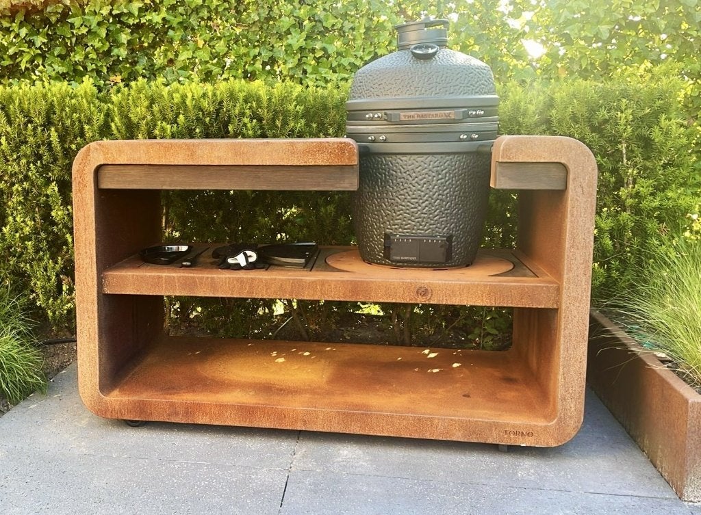 Cortenstaal Kamado Buitenkeuken, onderstel, Ophalen of Verzenden, Nieuw, Houtskool, Vrijstaand