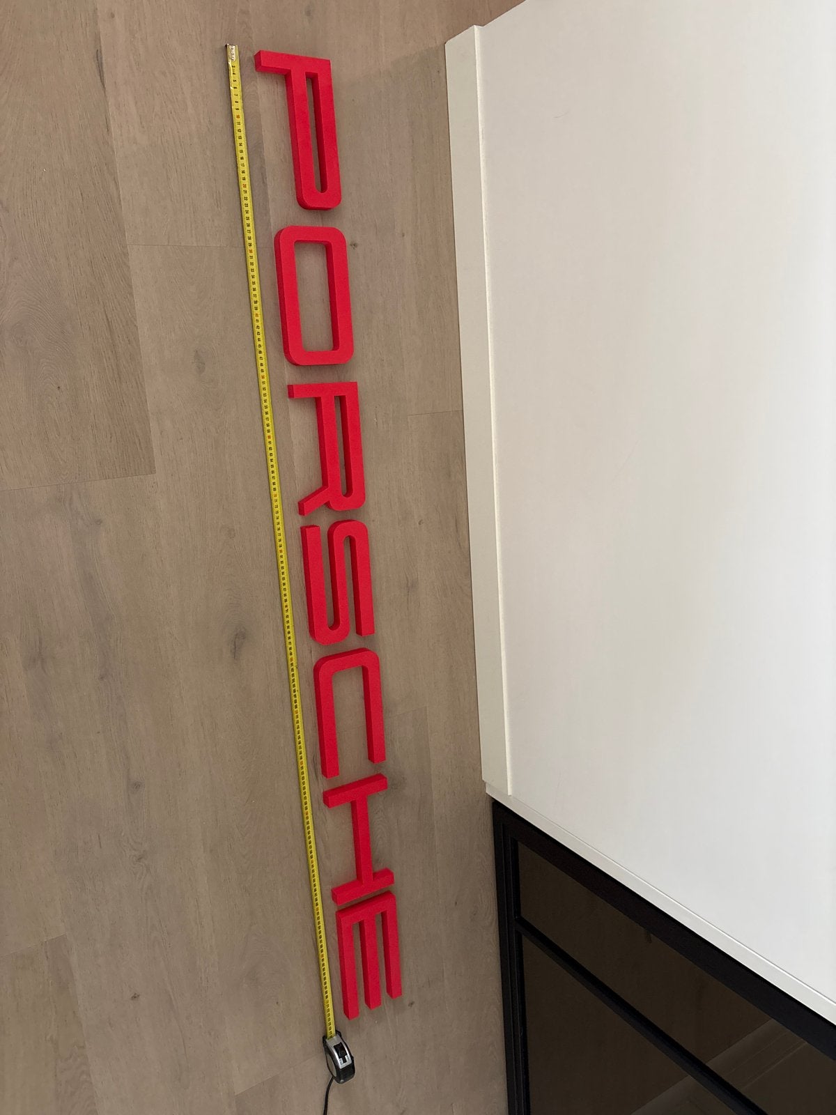 Porsche 3D Reclame Letters tekst Rood - 175 cm kunststof, Ophalen of Verzenden, Zo goed als nieuw, Rood, Kunststof