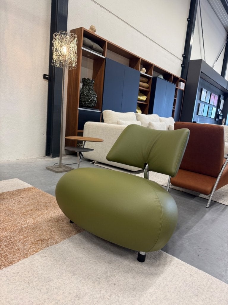 2 Nieuw Leolux Pallone Fauteuil groen leer Design stoel