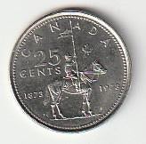 25  cent  1973  Canada. km. 81.1, Ophalen of Verzenden, Noord-Amerika, Losse munt